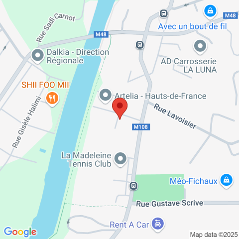 Carte Google Maps affichant la position de la structure