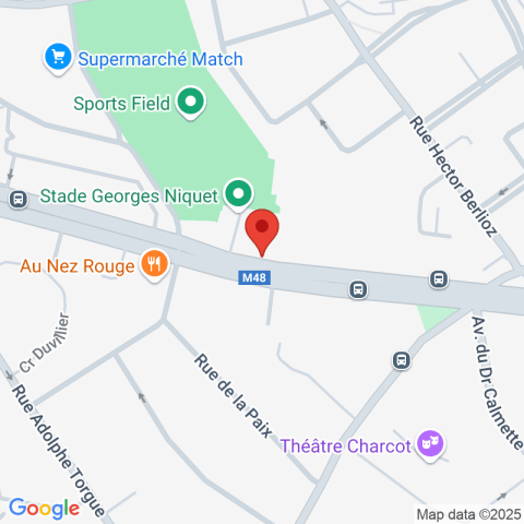 Carte Google Maps affichant la position de la structure