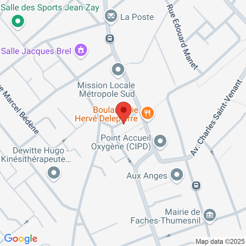 Carte Google Maps affichant la position de la structure