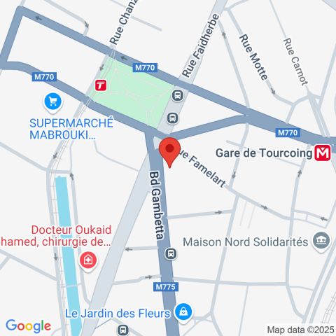 Carte Google Maps affichant la position de la structure