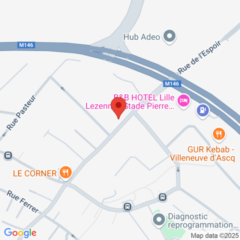 Carte Google Maps affichant la position de la structure